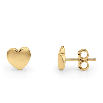 14K Yellow Gold Solid Petite Heart Love Studs Earring Best Birthday Or Anniversary Valentines Gift